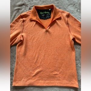 Robert Graham Mens 1/4 Zip up Pullover Sweater‎ Orange 1921 Embroidered Sz M
